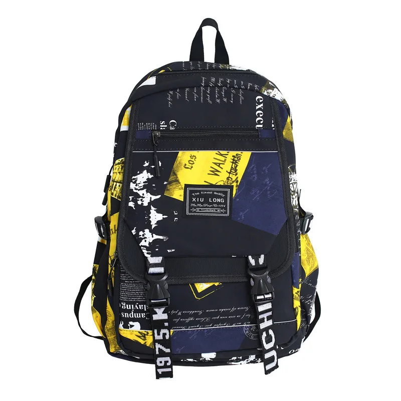 Новый холщовый рюкзак для ноутбука с граффити мужчин школьные ранцы