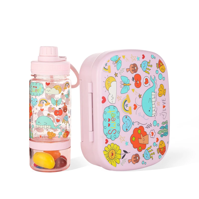 

2023 New Children Bento Box Water Bottle Set For Kids School Children Food Grade BPA Free Lunchbox