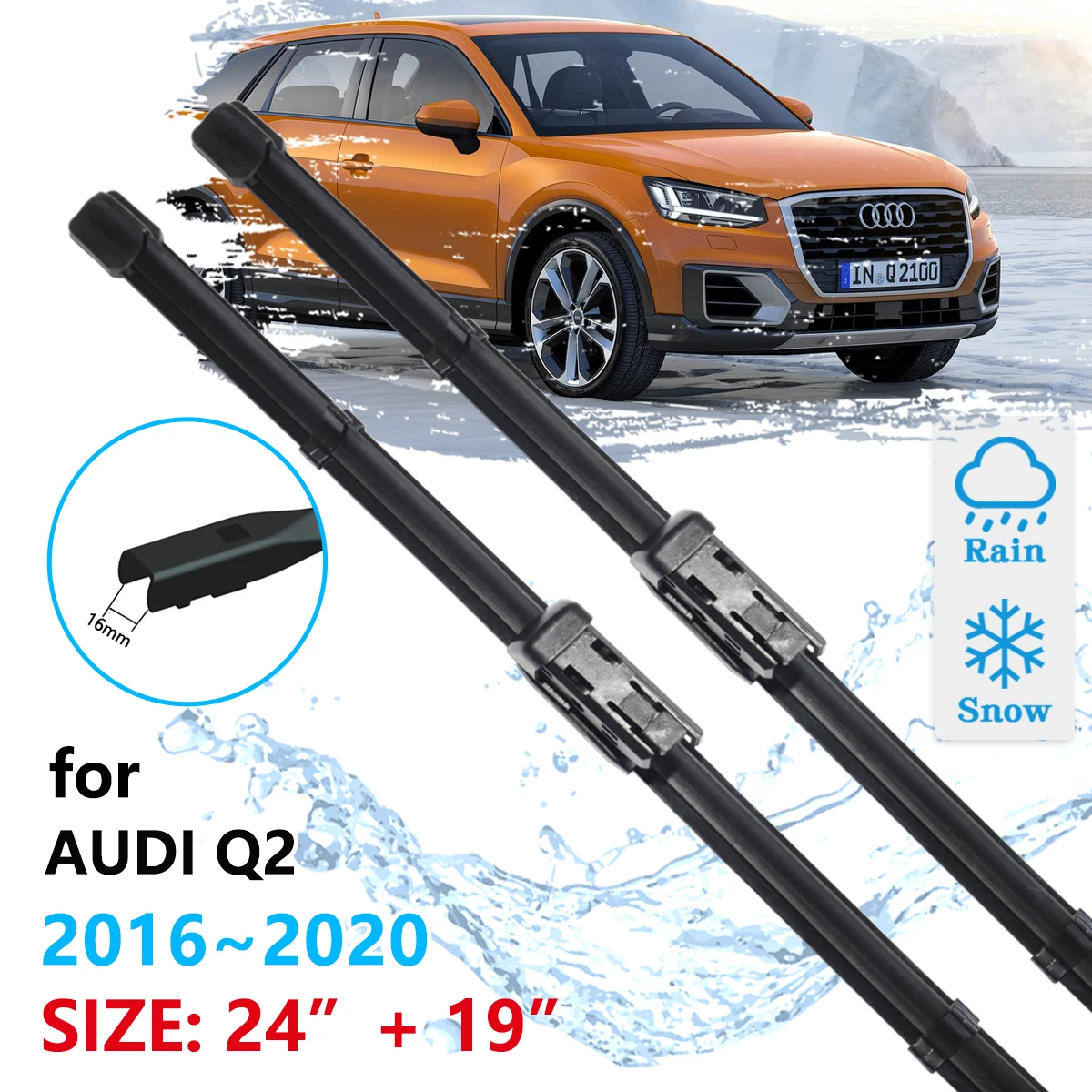 

Car Front Wiper Blades For Audi Q2 2016 2017 2018 2019 2020 Cleaning Windscreen Windshield Accessories Window Brushes Washer 2pc