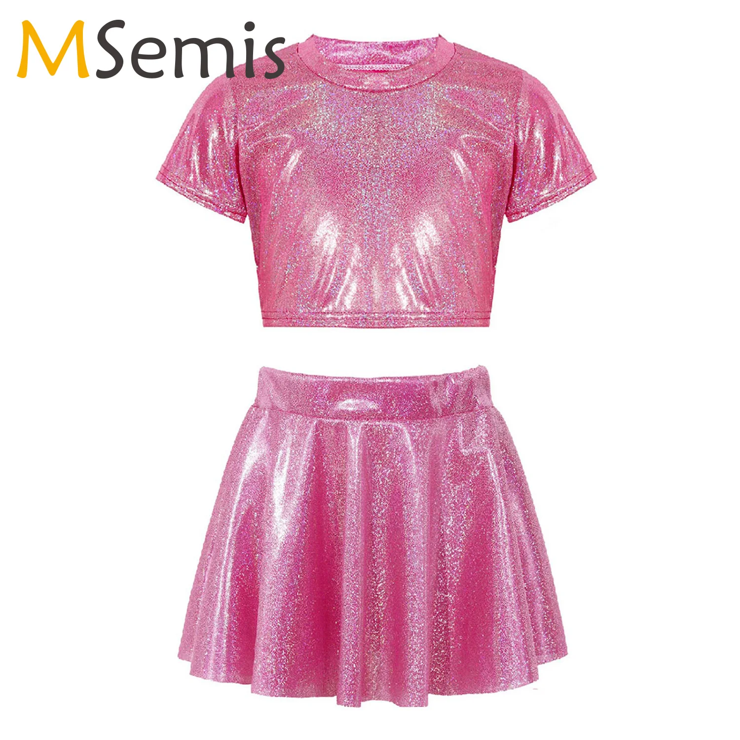 

2Pcs Set Girl Jazz Dance Costumes for Girls Children Ballet Stage Performance Clothes Glittering Kid Hip Hop Sequin Dance Suit