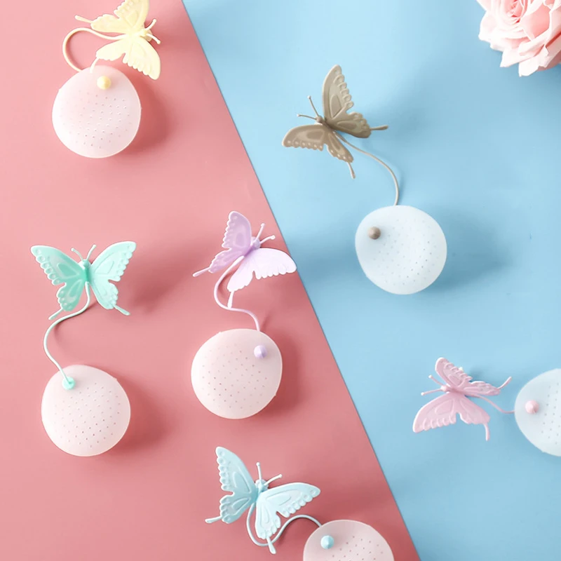 

1Pcs Butterfly Tea Strainer Tea Filter Pure Color Silicone Creative Tea Maker Kitchen Accessories Tea Bags Infusers For Spice He