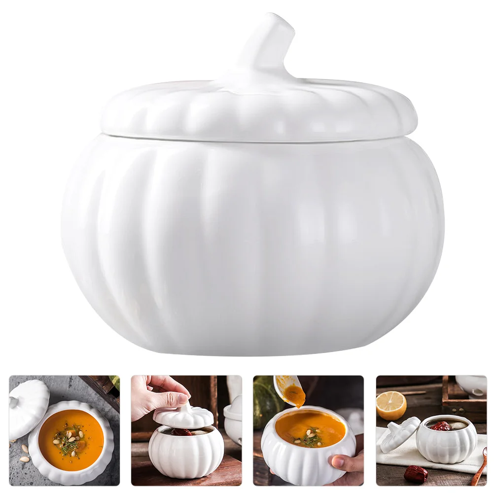 

Pumpkin Soup Cup Chinese Food Containers Noodle Bowl Lid Steamed Rice Ceramic Porcelain Ceramics Instant noodles