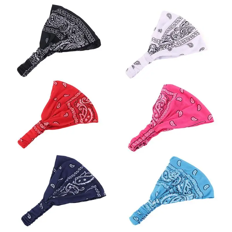 

L5YA Bohemian Womens Multifunction Hairband Vintage Paisley Floral Wide Headband Plea