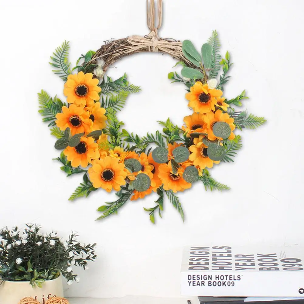 

Sunflower Simulation Bee Wreath Artificial Garland Hanging Ornament Home Wall Door Pendants For Wedding Party Home Decor