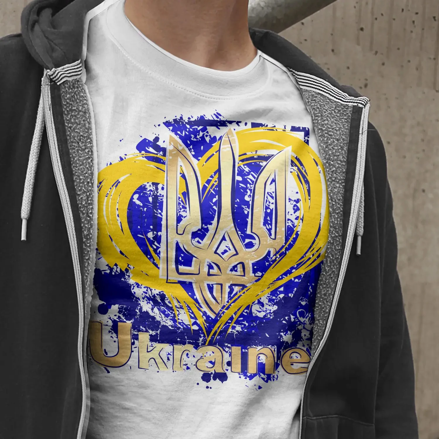 

Ukrainian Trident Heart and Inscription "Ukraine" T-Shirt New 100% Cotton Short Sleeve O-Neck Casual Mens T-shirt Streetwear