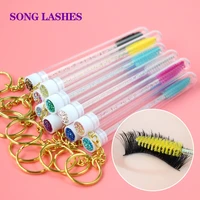 song lash eyelash brush tube replaceable dust proof fiber brush with golden chain glitter 10pcs eyelash extension makeup tools