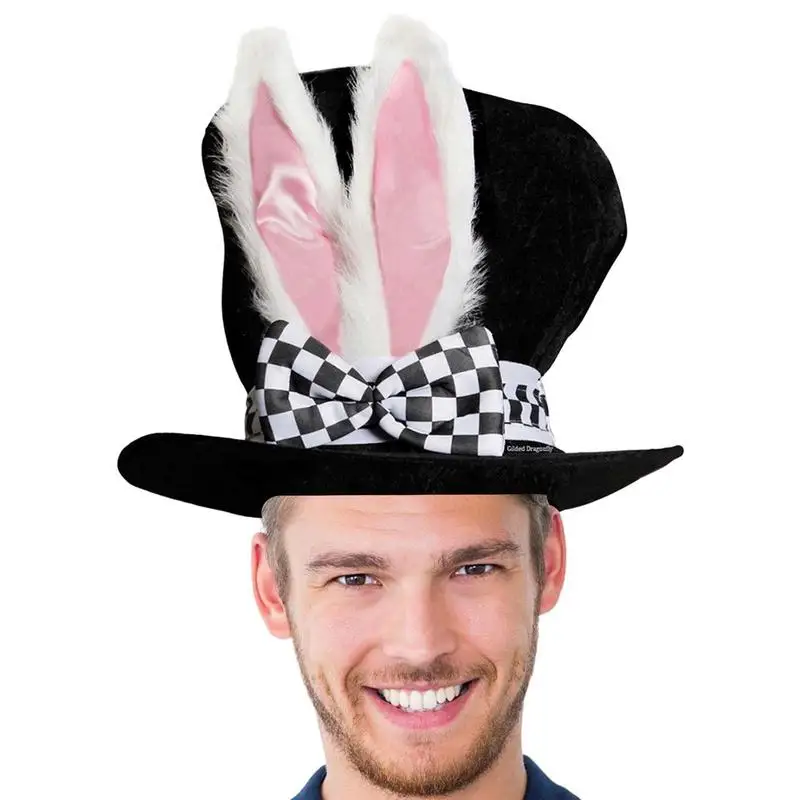 

Bunny Ears Hat Velvet Top Hats For Men Magician Hat Costume DIY Steampunk Ultra Circus Hats Dress Up Party Accessory For Easter