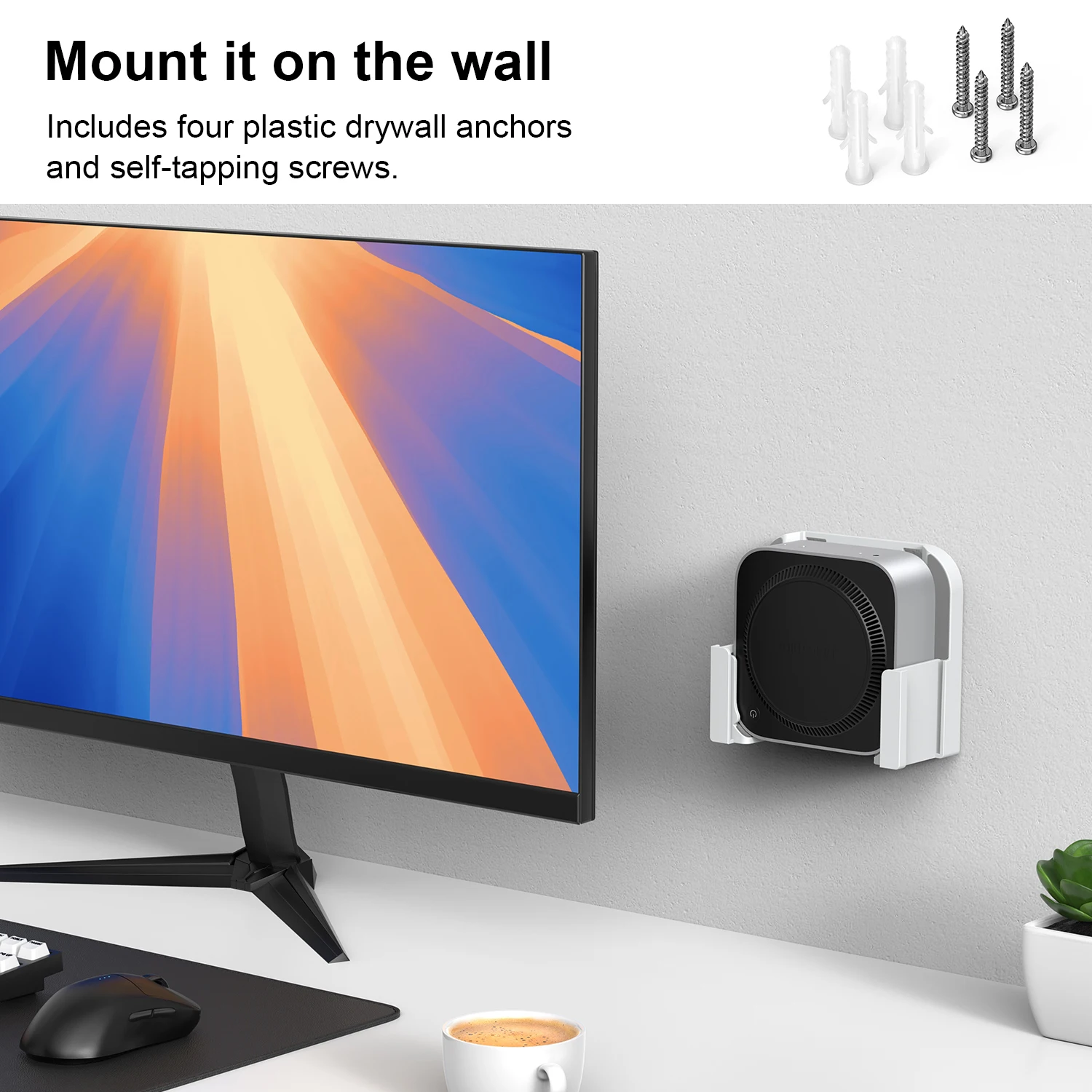 Фото Крепление Qwiizlab для Mac mini M4/M4 Pro 2024, VESA и настенное крепление со съемными корзинами для хранения, силиконовые подушечки с защитой от царапин №4