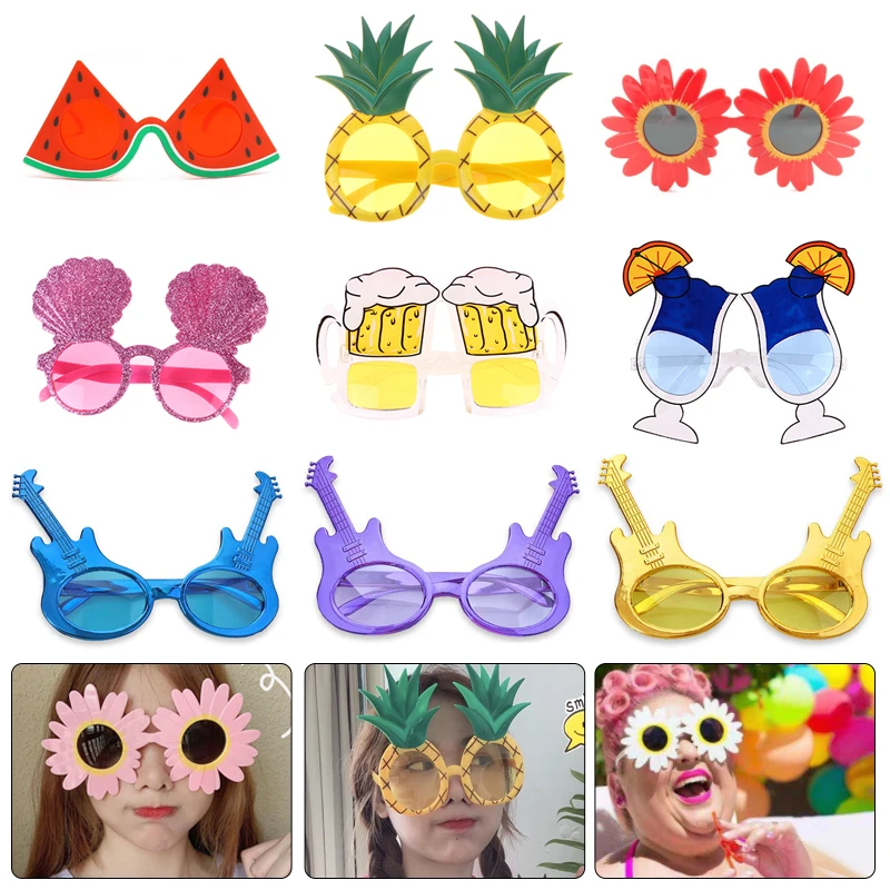 

Hawaii Beach Party Pink Flamingo Party Tropical Decorations Funny Glasses Pineapple Sunglasses Summer Luau Hawaiian Party Event