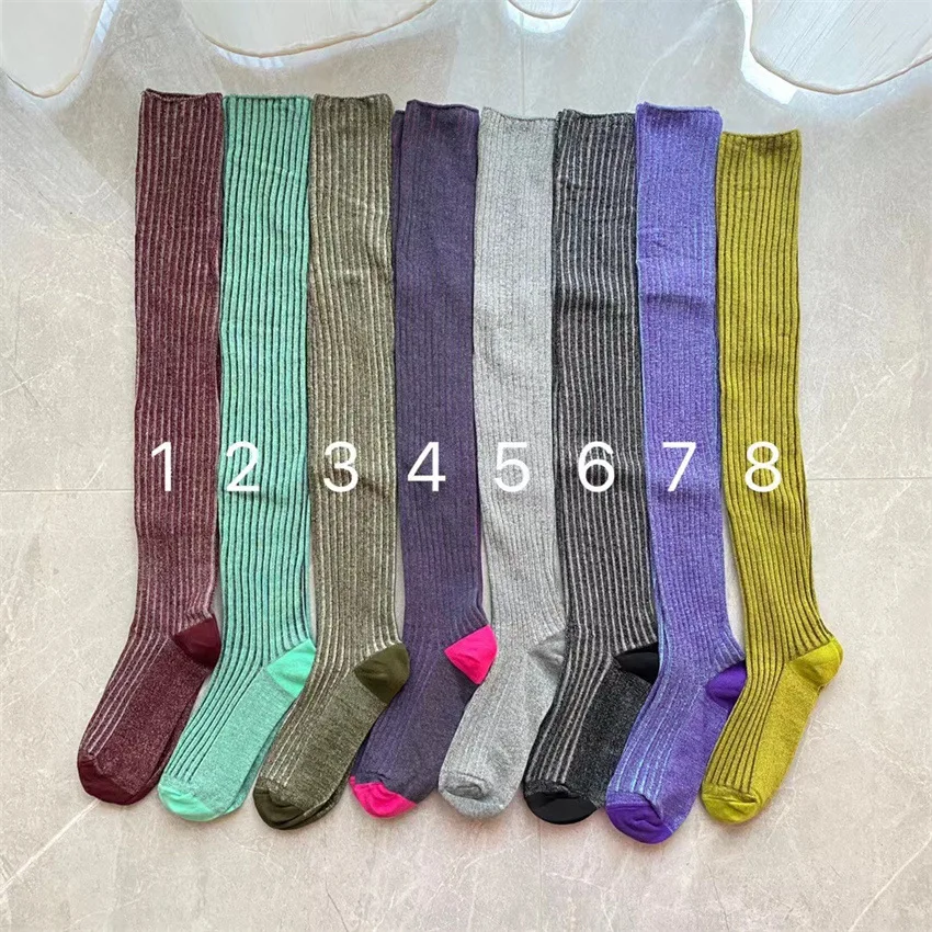 Thigh Highs Socks Long Stockings Sexy Over Knee Socks Acrylic All-Match Solid Color Knitting Warm Women Japanese Leg Warmer