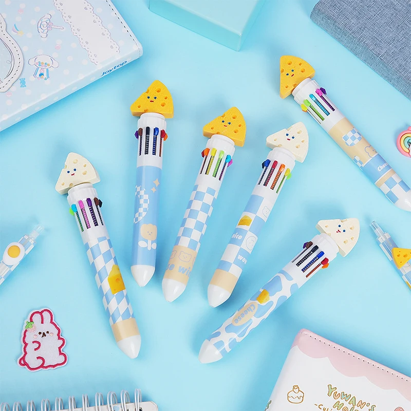 

Шариковая ручка с изображением морской соли сыра, десять цветов, разные цвета, выдвижная шариковая ручка, школьные и офисные принадлежности...