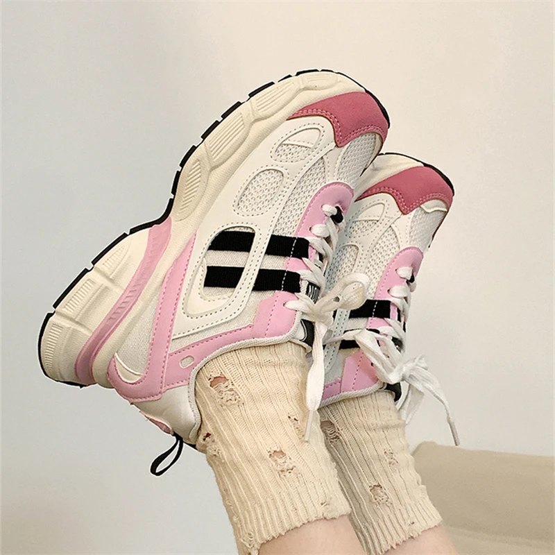

Women Running Shoes Sneakers Breathable Mesh Spring Autumn Chunky Trainers Shoes Casual Female Lace Up Platform Sneakers Ladies
