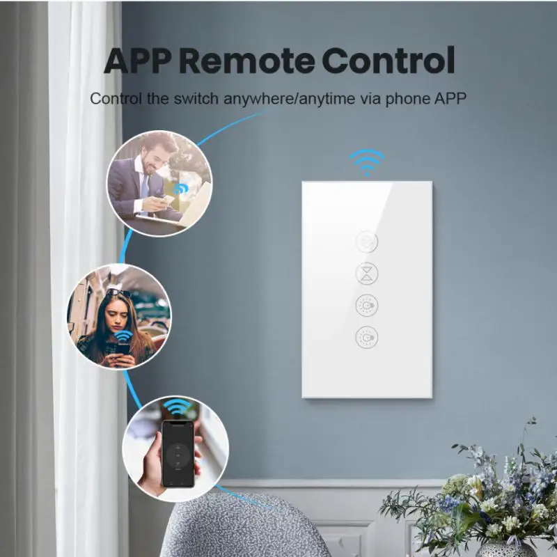 

EU WiFi RF433 Smart Touch Roller Blinds Motor Switch Tuya Smart Life App Remote Control Works with Alexa Home