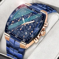 wwoor men chronograph sport watches for men fashion square top brand luxury stainless steel waterproof quartz watch reloj hombre