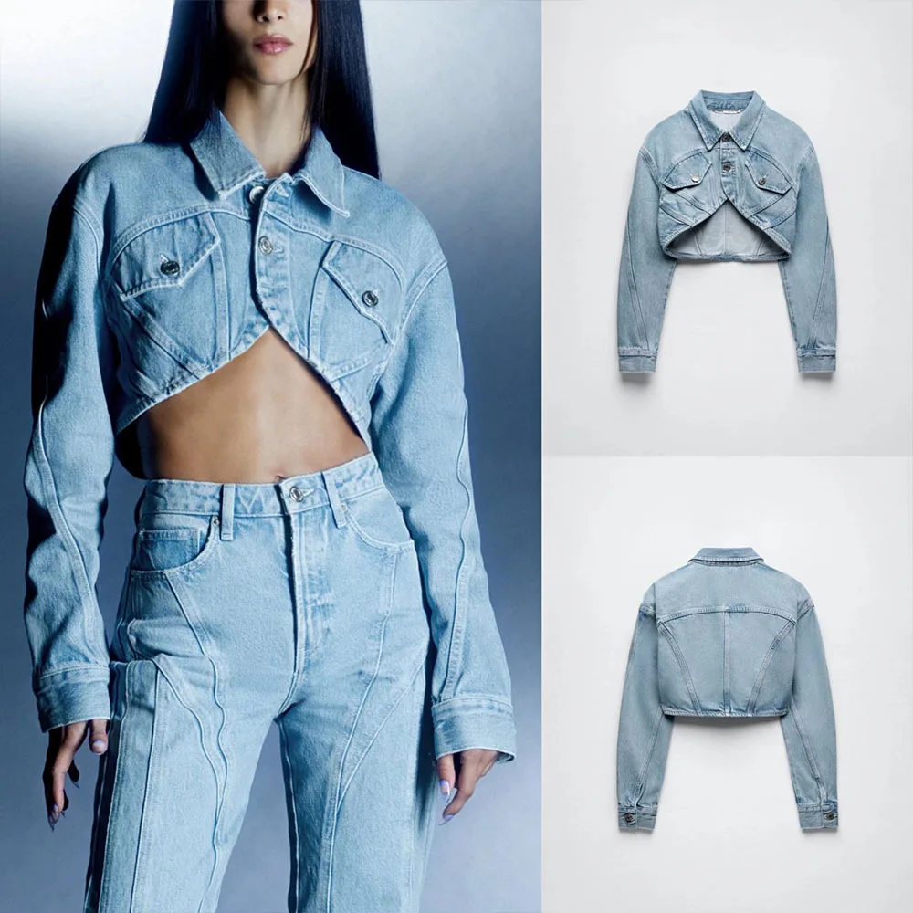 

Za spring new women's fashion short denim jacket