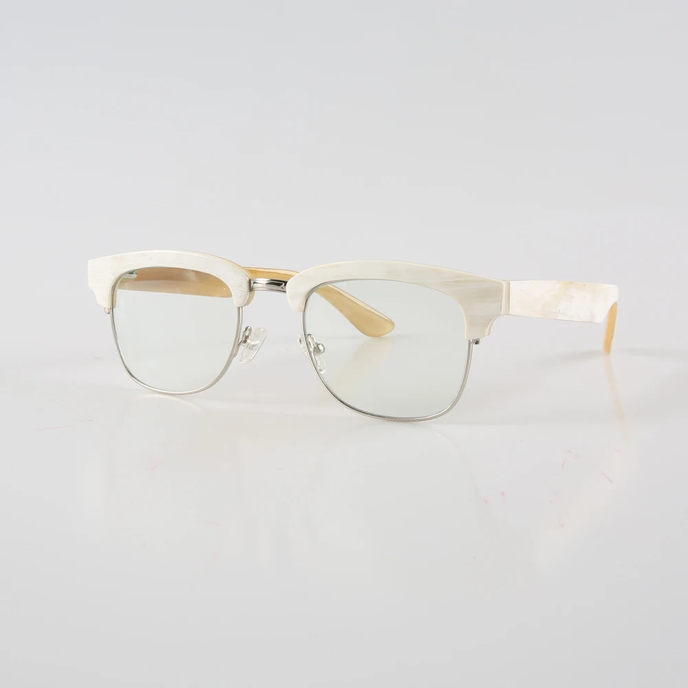 

New Vintage Half Rim Business Handmade Reading Glasses For Men Buffalo Horn Classic Prescription Eyeglass Frames Optical Eyewear