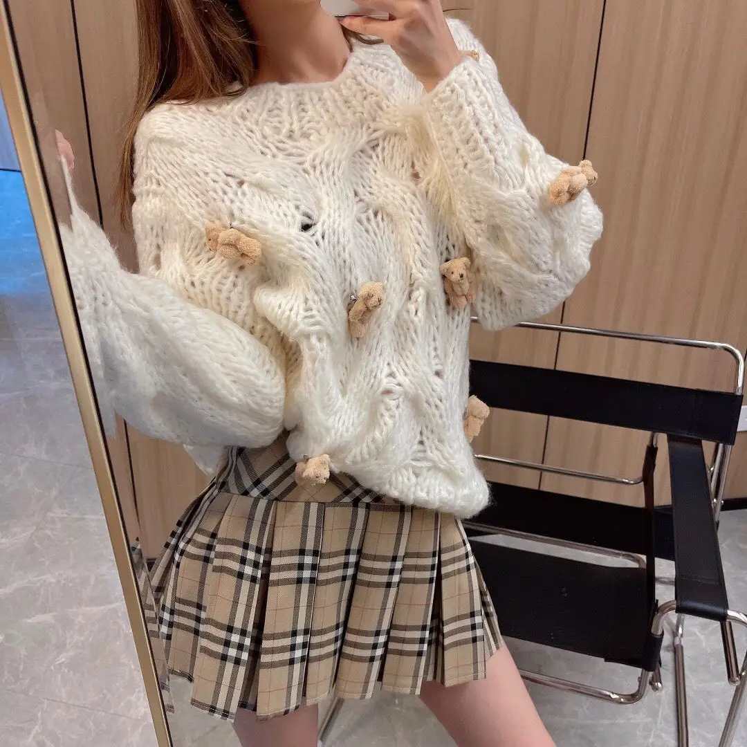 

2022 New Autumn Winter Women's Sweater Cotton Long Sleeve O Neck Pullover Loose Korean Style Fashion Outer Wear Tops R128