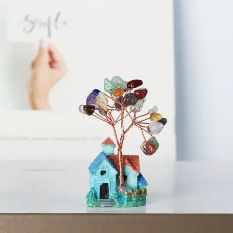 Хрустальный кварц, натуральное аметистовое дерево, хрустальные украшения, разноцветное натуральное аметистовое дерево, модель счастливого хрустального дерева для офиса