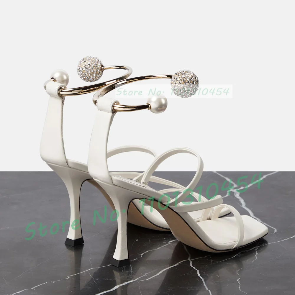 Сандалии женские из коровьей кожи Роскошные туфли с квадратным носком