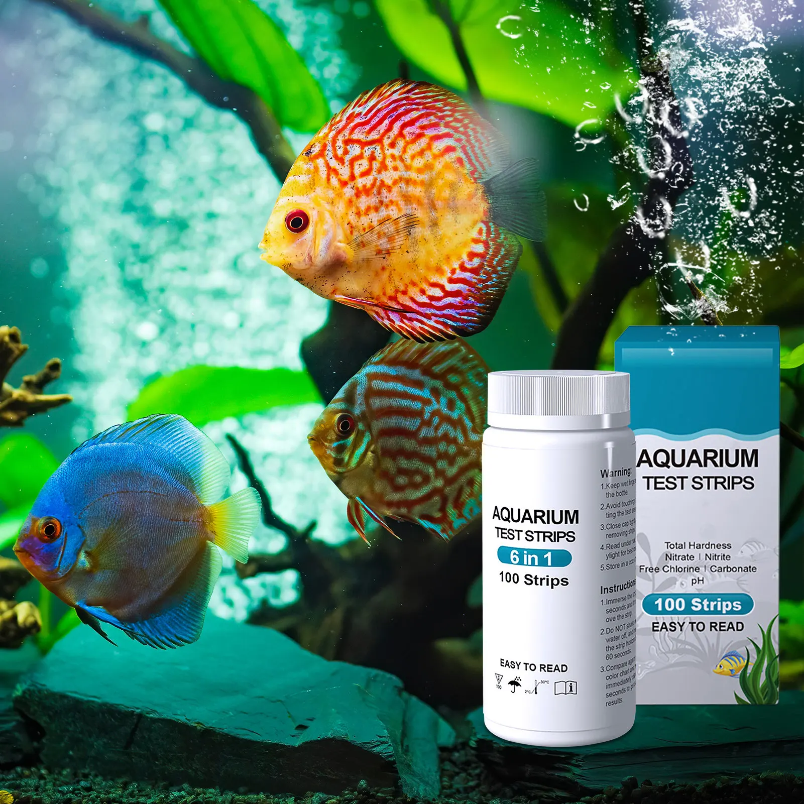 

6 In 1 Aquarium Tester Strips Swimming Pool Test Water Quality Multifunctional Nitrate Nitrite Chlorine Ph Chlorine Tester Paper