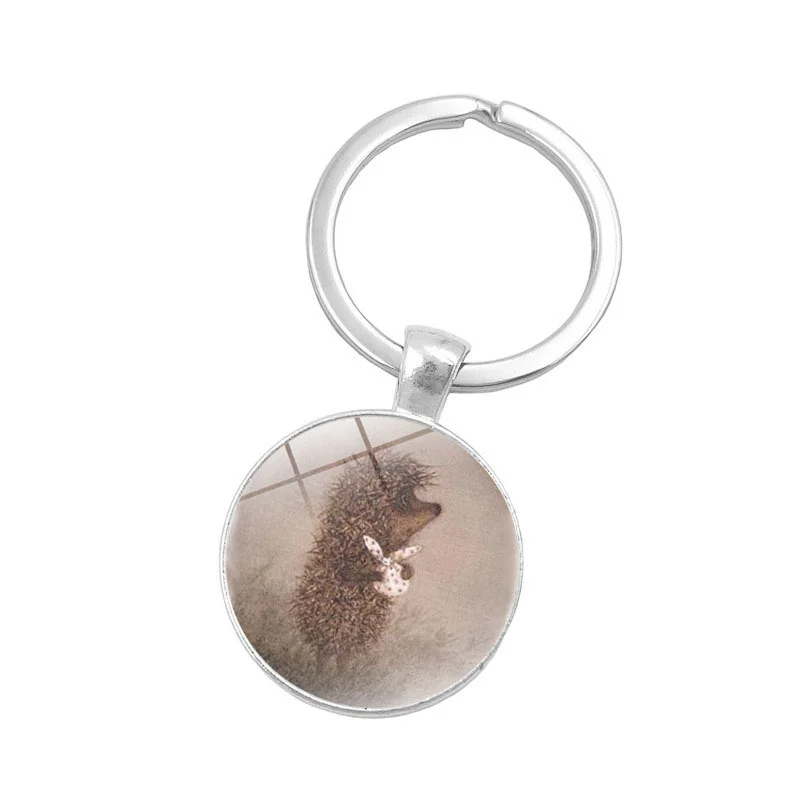 

YW GAIRU Cuteness Hedgehog In The Mist Time Gem Keychain European and American Glass Pendant Key Chain Gift For Girlfriend
