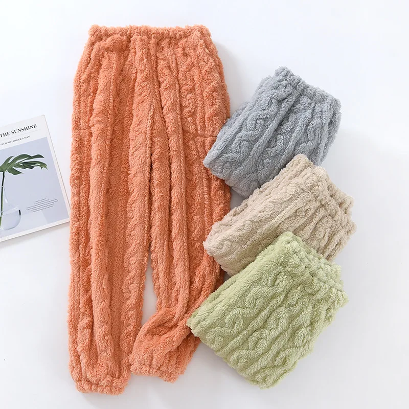 

Женские пижамные штаны для осени и зимы, плюшевые утепленные бархатные теплые фланелевые домашние брюки, свободные женские брюки