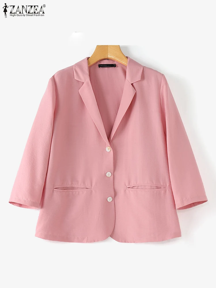 Осень 2024 тонкое пальто ZANZEA с рукавом 3/4 и карманами повседневный Женский Тонкий