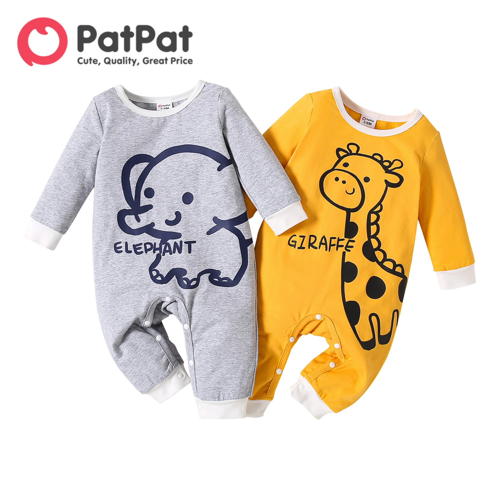 

PatPat Newborn Boy Baby Clothes New Born Overalls Romper 95% Cotton Long-sleeve Playsuit Cartoon Animal Infant Jumpsuit Babies
