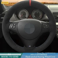 diy customized durable suede car steering wheel cover for bmw m sport m3 e90