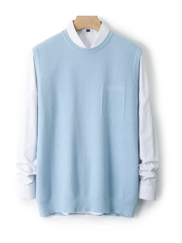 ANGEL мужской шерстяной свитер жилет с круглым вырезом осень-зима базовый пуловер