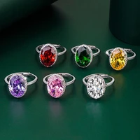 emerald color treasure set goose egg stone ring open adjustable copper set zircon jewelry ring bridal wedding accessories