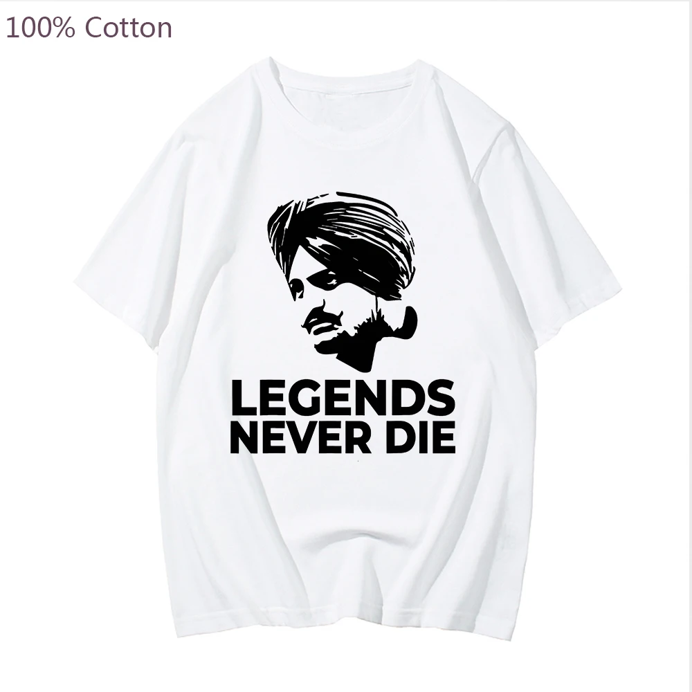 

Sidhu Moose Wala T Shirt Legends Never Die Tshirt 100% Cotton Mens Summer Tops Indian Rapper Fans Custom Casual Unisex T-shirt
