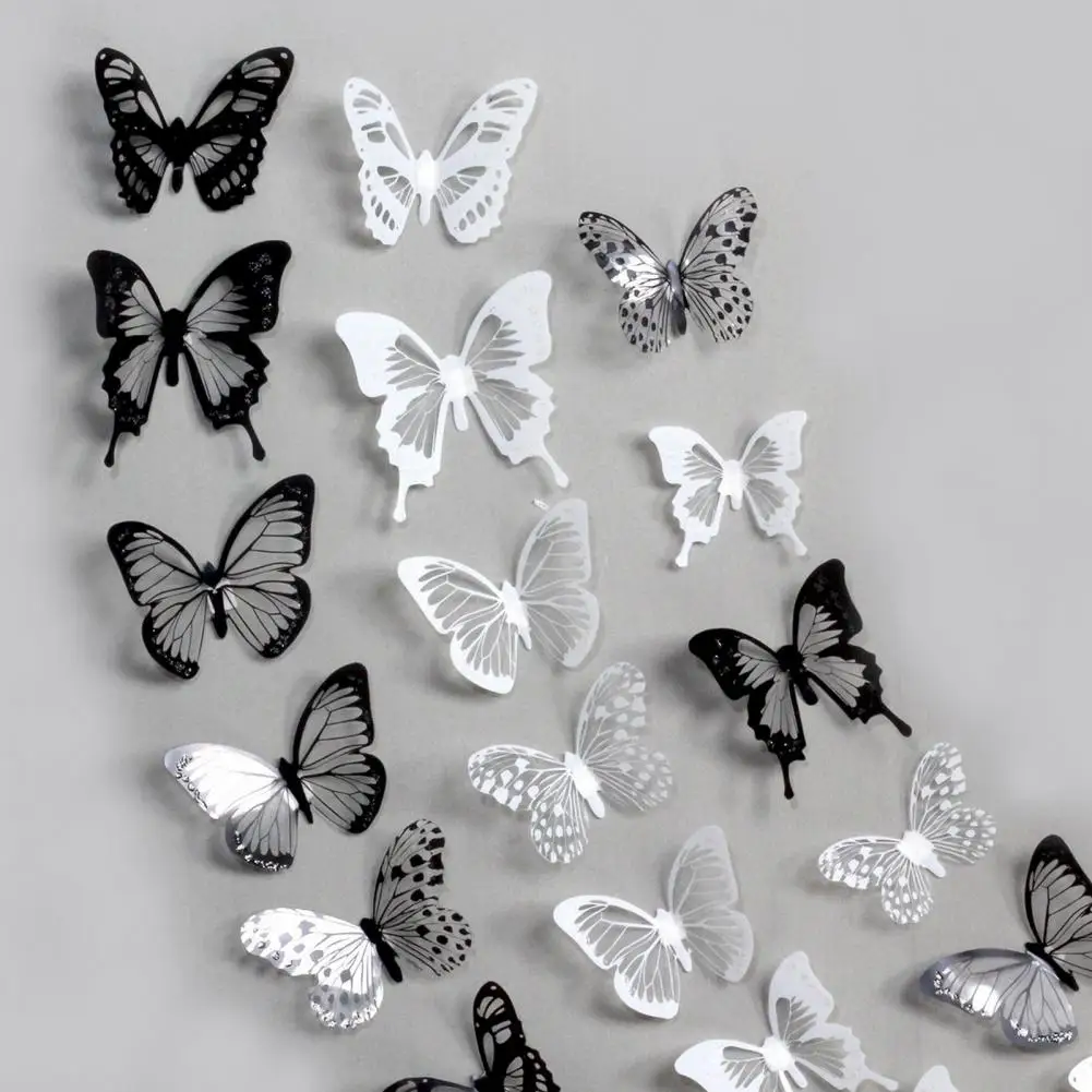 

Transparent Butterfly Wall Sticker For Home Decoration Metal Texture Beautiful Butterfly Wall Art Stickers DIY Craft Supplies