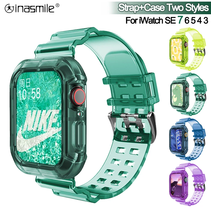 Ремешок и чехол для iwatch Series SE 7 6 5 4 44 мм 42 прозрачный браслет Apple watch 3 2 1 38 40 в |