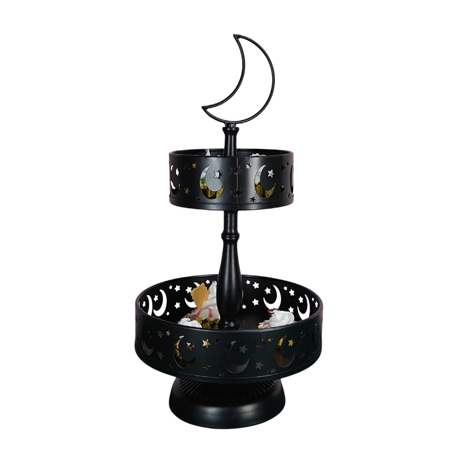 

Muslim Eid Dinner Two-tier Iron Food Tray Star Moon Ramadan Decoration Cake Candy Standfor Home Ramadan Mubarak Party Supplies