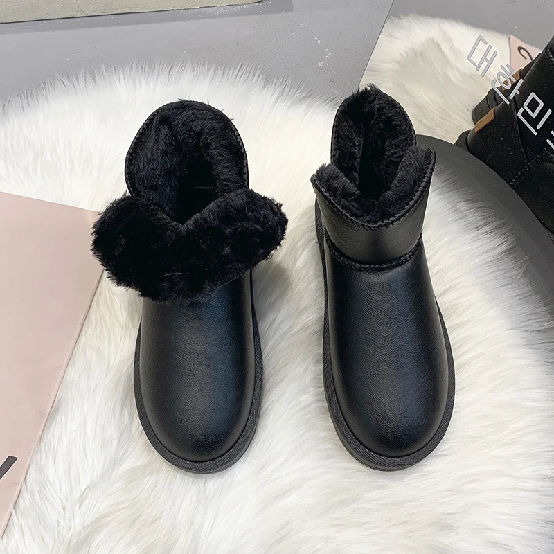 Зимние Теплые Женские Ботинки Из Бархатной Кожи До Середины Икры