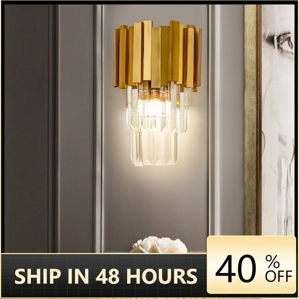 

Postmodern LED Crystal wall lights living room sconces Nordic lighting stairs illumination bedroom deco fixtures aisle wall lamp