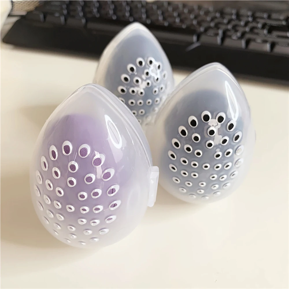 

1pc Portable Blender Holder Empty Makeup Sponge Storage Box Drying Plastic Egg Shaped Cosmetics Puff Organizer Stand Makeup Tool