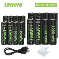 ajnwnm 1 5v usb li ion aaa rechargeable batteries 1100mwh usb 1 5v aa rechargeable battery 3000mwh with usb cable