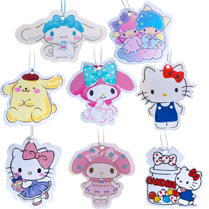 

Sanrios Hellokittys My Melody Cinnamoroll помпон Пурины Kawaii аниме периферийный автомобиль Фотокарточка для духов