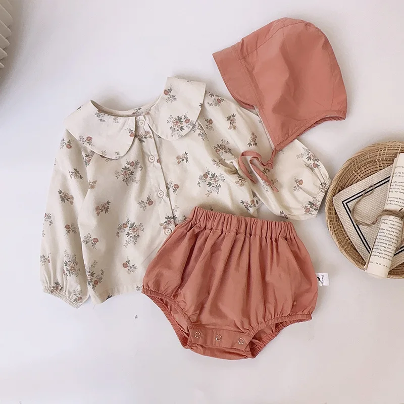 

Baby Set for Girls Spring Summer Infant Long Sleeve Blouse+rompers Newborn Floral Suits Kids Baby Children Costumes