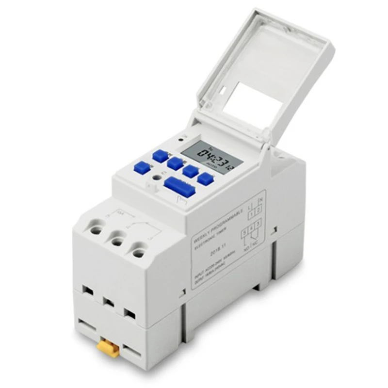 

Electronic Weekly 7 Days Programmable Digital Industrial Time Switch Relay Timer Control AC 220V 16A Din Rail Mount