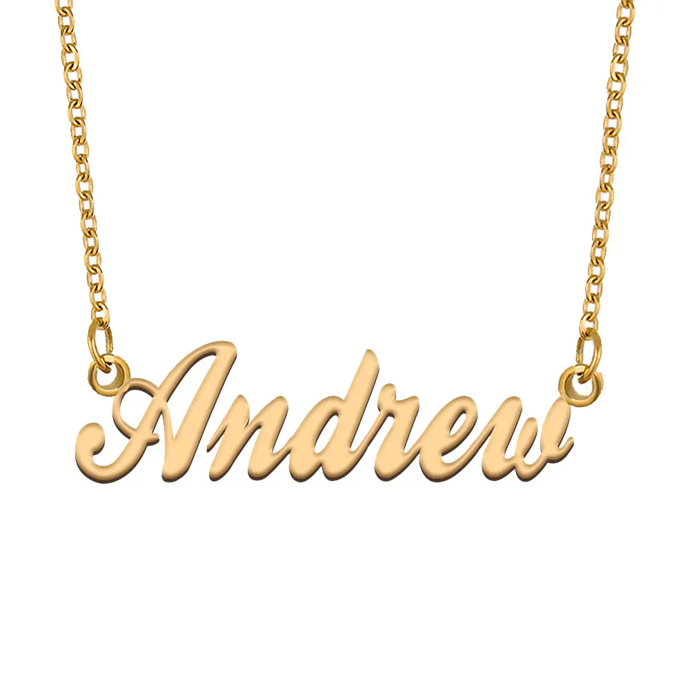 

Andrew Name Necklace for Women Stainless Steel Jewelry Gold Plated Nameplate Chain Pendant Femme Mothers Girlfriend Gift