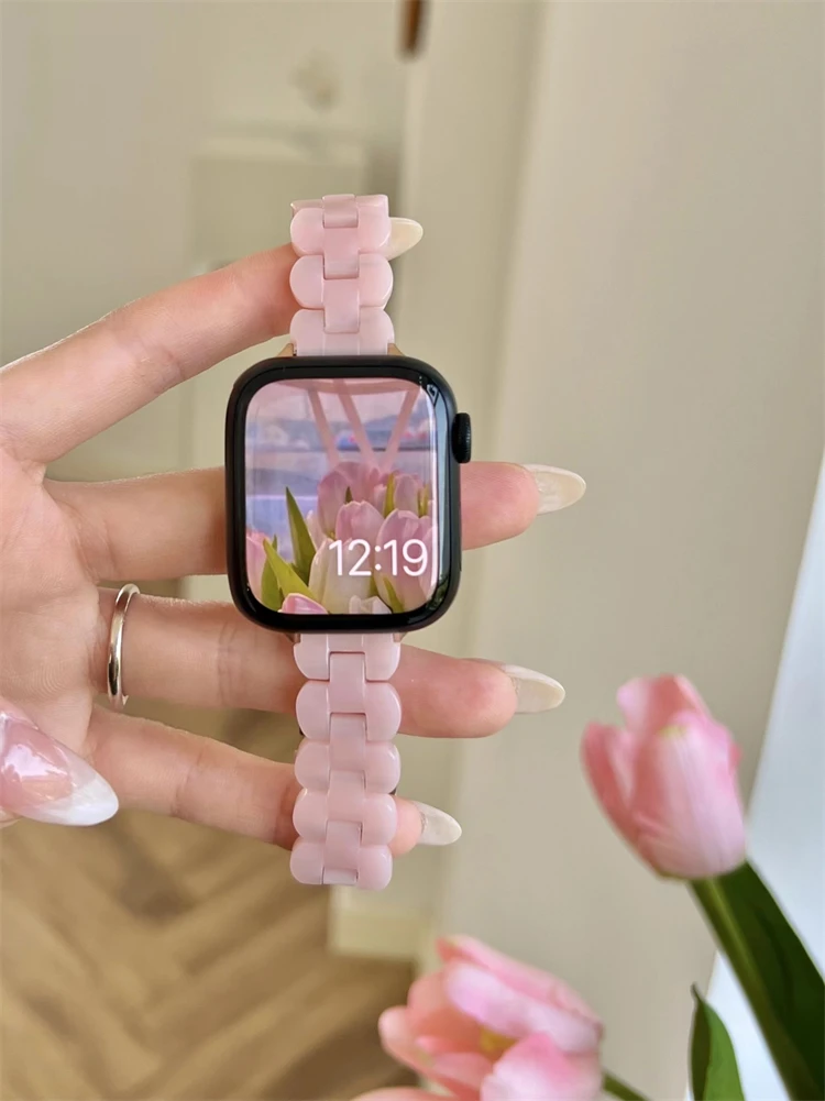 New Girl Resin Strap For apple Watch Band 7 44mm 40mm 42mm 38mm 41mm 45mm Correa Loop Watchband For iwatch 7 6 se series 5 4 3 2