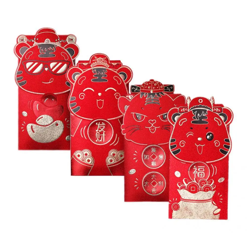 

Red Envelope High Quality Cute Buckle Design Cartoon Tiger Pattern Lucky Pocket for Gifts Money Envelope Red Lucky Pocket