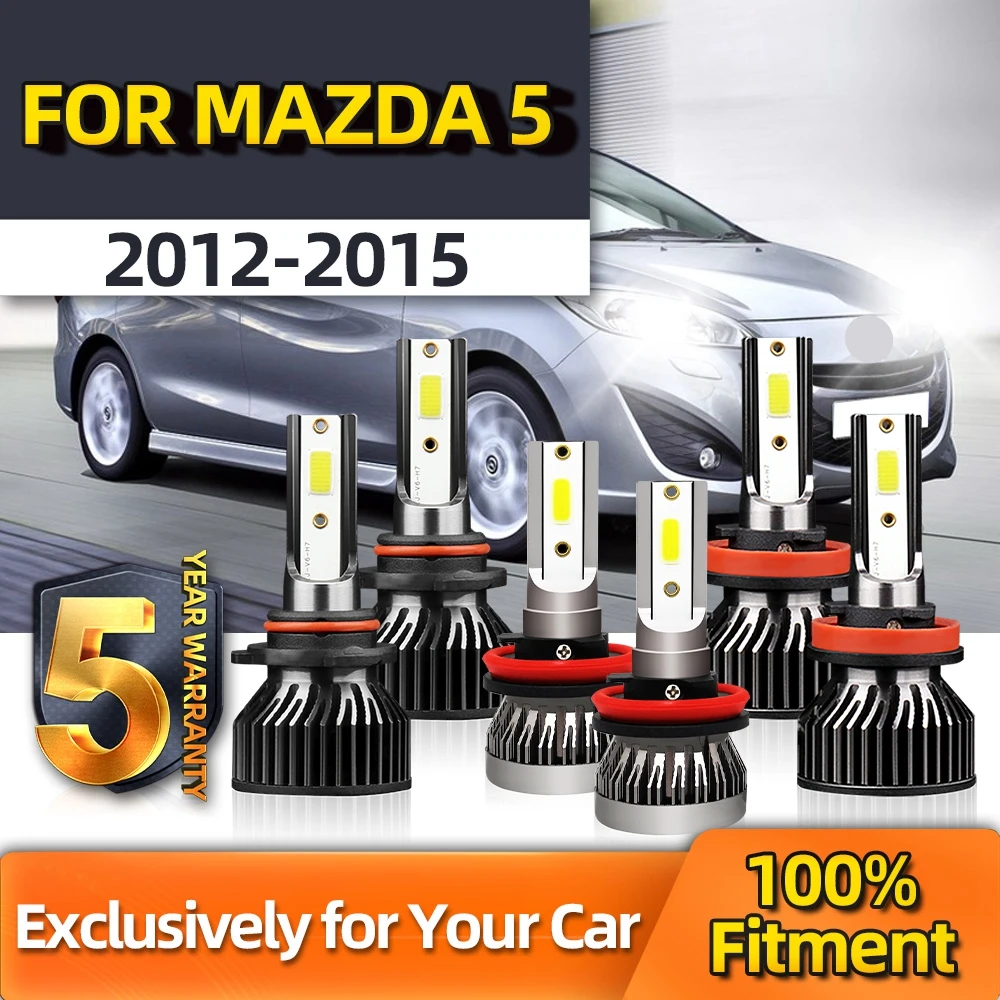 

TEENRAM 12V 24V 15000LM Auto Headlamps 9005 High H11 Low H11 Fog Light Combo CSP Bright White For Mazda 5 2012 2013 2014 2015