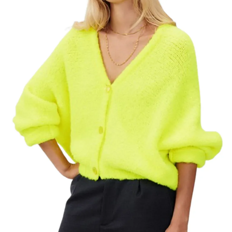 WPNAKS женский однотонный вязаный кардиган свитера осенне-зимняя одежда с