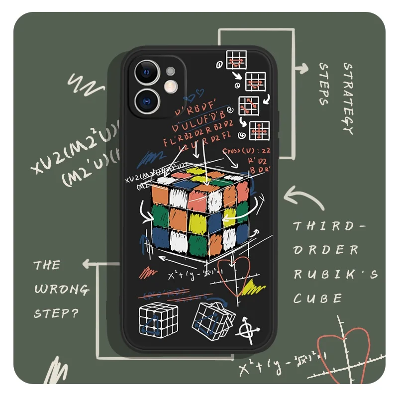 

Creative Funny Rubik's Cube Phone Case For IPhone 14Pro Max 13Plus 12 11 X XR/XS INS Style Cartoon Pictorial Silicone Cover