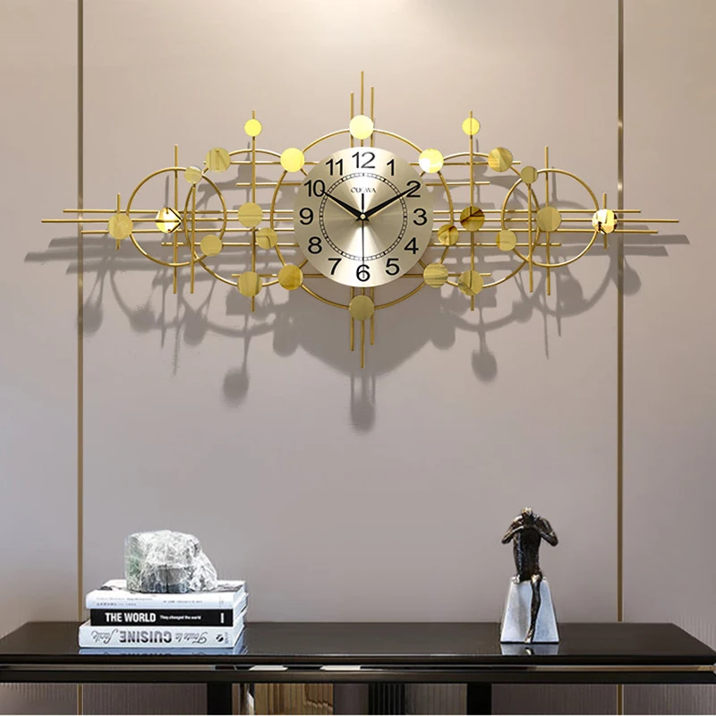 

Luxury Modern Watch Wall Metal Quartz Silent Fashion Nordic Art Watch Wall Creative Golden Wandklok Bedroom Home Watch EI50WC