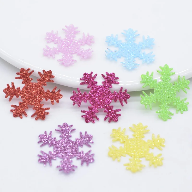 100 шт. 25 мм Красочный тканевый Рождество нашивки в виде снежинки для